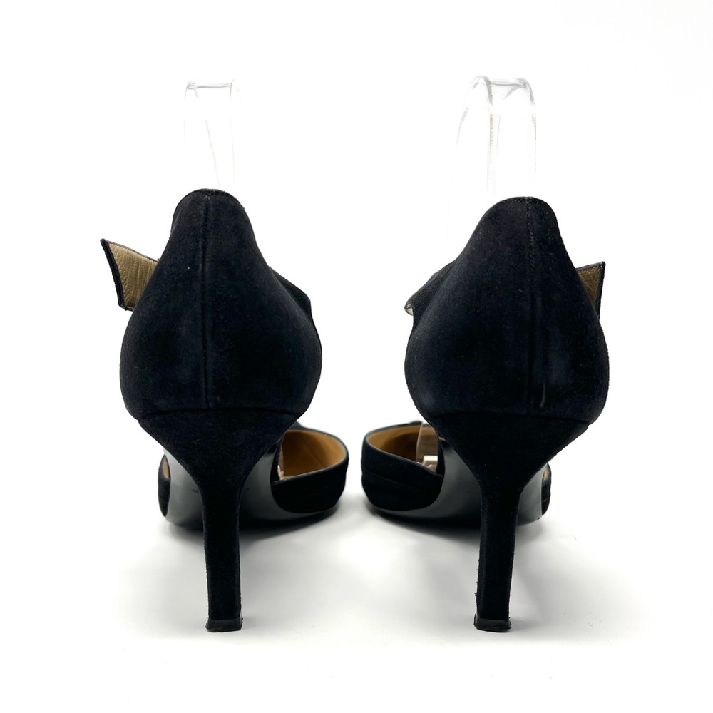 Vintage Chanel Black Suede Silver CC Logo High Heels Pumps Shoes 38.5 8.5 - Picture 8 of 13